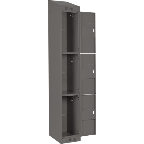 Clean Line Lockers, 3 -tier, Bank of 4, 48" x 18" x 78", Steel, Charcoal, Rivet (Assembled) Stor-it Systems