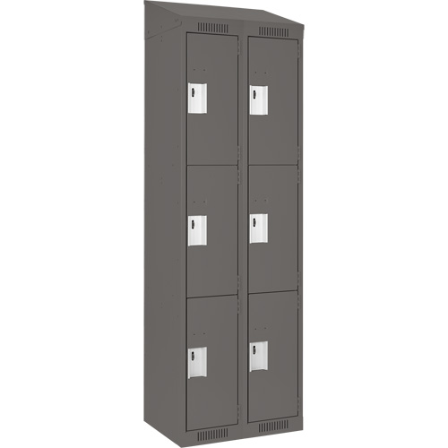 Clean Line Lockers, 3 -tier, Bank of 2, 24" x 18" x 78", Steel, Charcoal, Rivet (Assembled) Stor-it Systems