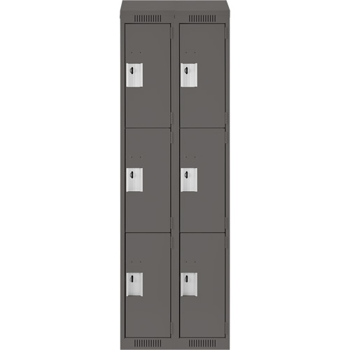 Clean Line Lockers, 3 -tier, Bank of 2, 24" x 18" x 78", Steel, Charcoal, Rivet (Assembled) Stor-it Systems