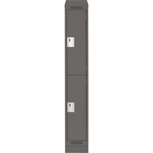 Clean Line Lockers, 2 -tier, 12" x 18" x 82", Steel, Charcoal, Rivet (Assembled) Stor-it Systems