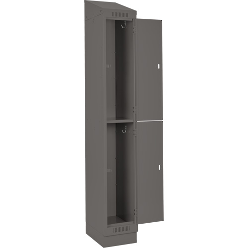Clean Line Lockers, 2 -tier, Bank of 3, 36" x 18" x 82", Steel, Charcoal, Rivet (Assembled) Stor-it Systems
