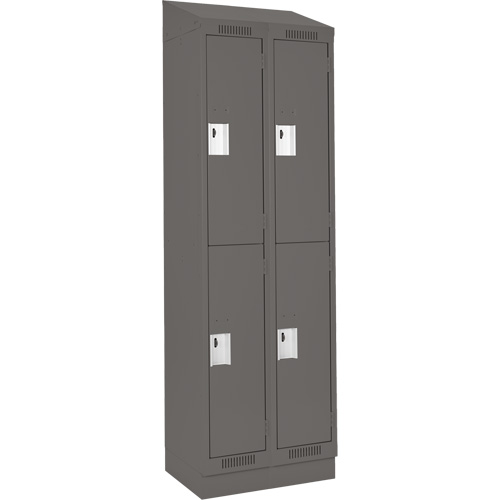 Clean Line Lockers, 2 -tier, Bank of 2, 24" x 18" x 82", Steel, Charcoal, Rivet (Assembled) Stor-it Systems