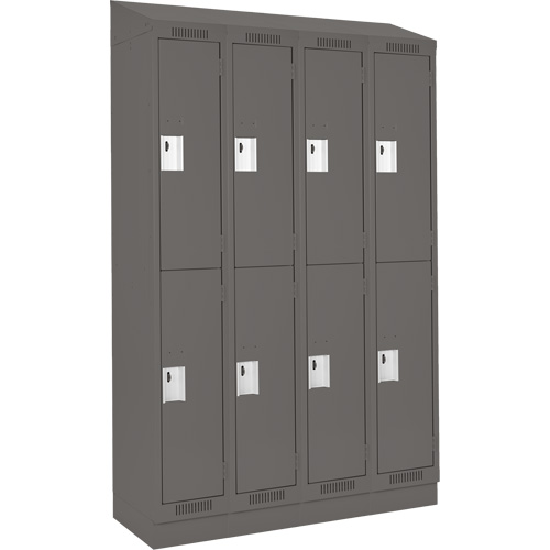Clean Line Lockers, 2 -tier, Bank of 4, 48" x 18" x 82", Steel, Charcoal, Rivet (Assembled) Stor-it Systems