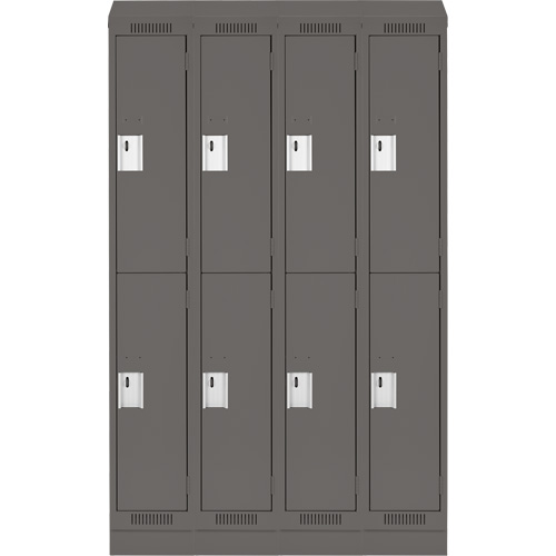 Clean Line Lockers, 2 -tier, Bank of 4, 48" x 18" x 82", Steel, Charcoal, Rivet (Assembled) Stor-it Systems