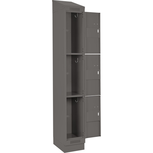 Clean Line Lockers, 3 -tier, Bank of 4, 48" x 18" x 82", Steel, Charcoal, Rivet (Assembled) Stor-it Systems