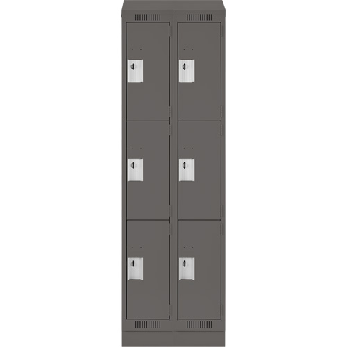 Casiers Clean Line, 3 niveaux, Bloc de 2, 24" x 18" x 82", Acier, Charbon, Rivet (assembl&eacute;) Stor-it Systems