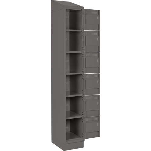 Clean Line Lockerette, 6 -tier, Bank of 4, 48" x 18" x 82", Steel, Charcoal, Rivet (Assembled) Stor-it Systems