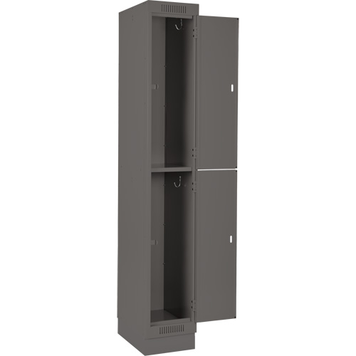 Clean Line Lockers, 2 -tier, Bank of 3, 36" x 18" x 76", Steel, Charcoal, Rivet (Assembled) Stor-it Systems