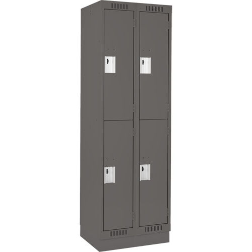 Clean Line Lockers, 2 -tier, Bank of 2, 24" x 18" x 76", Steel, Charcoal, Rivet (Assembled) Stor-it Systems