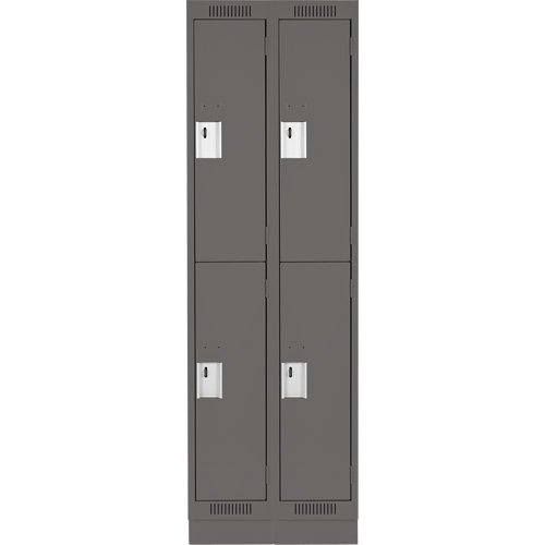 Clean Line Lockers, 2 -tier, Bank of 2, 24" x 18" x 76", Steel, Charcoal, Rivet (Assembled) Stor-it Systems