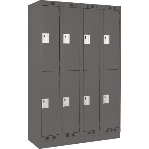 Clean Line Lockers, 2 -tier, Bank of 4, 48" x 18" x 76", Steel, Charcoal, Rivet (Assembled) Stor-it Systems