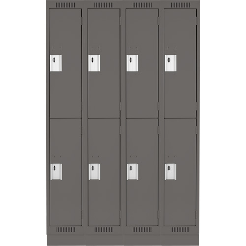 Clean Line Lockers, 2 -tier, Bank of 4, 48" x 18" x 76", Steel, Charcoal, Rivet (Assembled) Stor-it Systems