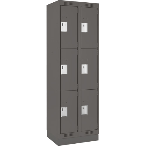Clean Line Lockers, 3 -tier, Bank of 2, 24" x 18" x 76", Steel, Charcoal, Rivet (Assembled) Stor-it Systems