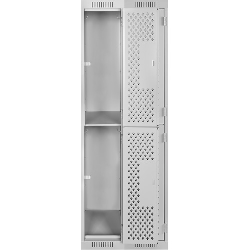 Clean Line Lockers, 2 -tier, Bank of 2, 24" x 12" x 72", Steel, Grey, Rivet (Assembled), Perforated Stor-it Systems