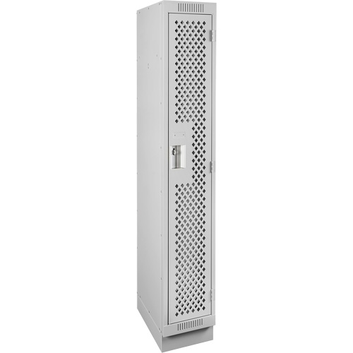 Clean Line Lockers, 12" x 15" x 76", Steel, Grey, Rivet (Assembled), Perforated Stor-it Systems