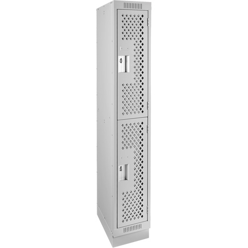 Casiers Clean Line, 2 niveaux, 12" x 15" x 76", Acier, Gris, Rivet (assembl&eacute;), Perfor&eacute; Stor-it Systems