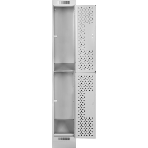 Casiers Clean Line, 2 niveaux, 12" x 15" x 76", Acier, Gris, Rivet (assembl&eacute;), Perfor&eacute; Stor-it Systems
