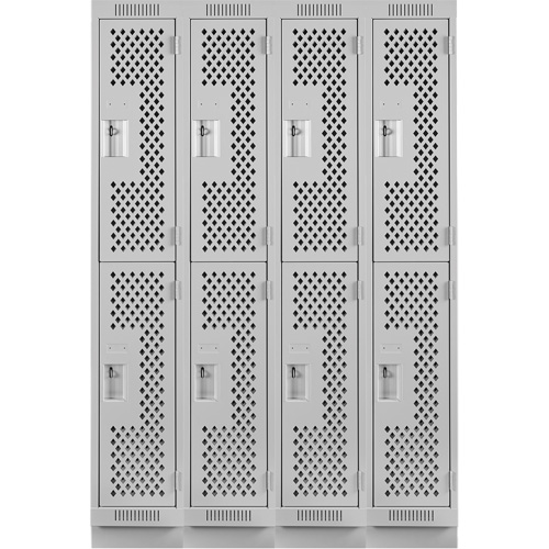 Casiers Clean Line, 2 niveaux, Bloc de 4, 48" x 15" x 76", Acier, Gris, Rivet (assembl&eacute;), Perfor&eacute; Stor-it Systems