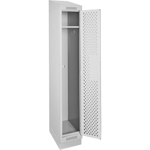 Clean Line Lockers, 12" x 12" x 82", Steel, Grey, Rivet (Assembled), Perforated Stor-it Systems