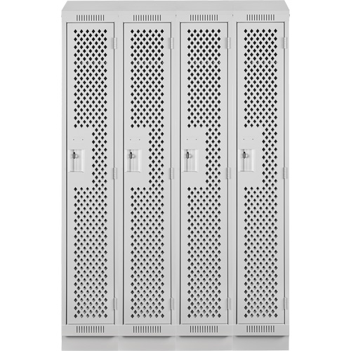 Clean Line Lockers, Bank of 4, 48" x 12" x 82", Steel, Grey, Rivet (Assembled), Perforated Stor-it Systems