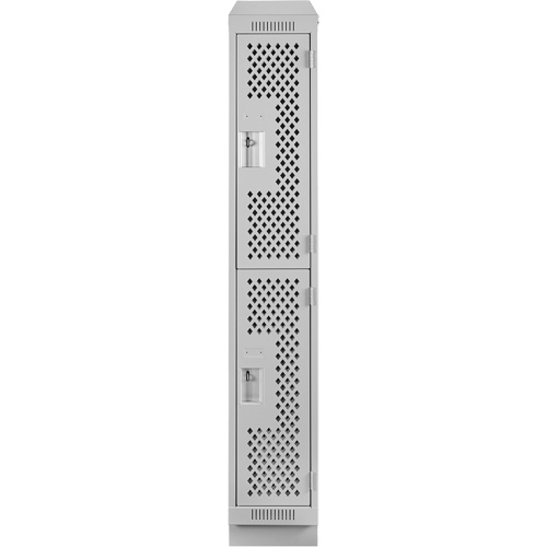 Clean Line Lockers, 2 -tier, 12" x 12" x 82", Steel, Grey, Rivet (Assembled), Perforated Stor-it Systems