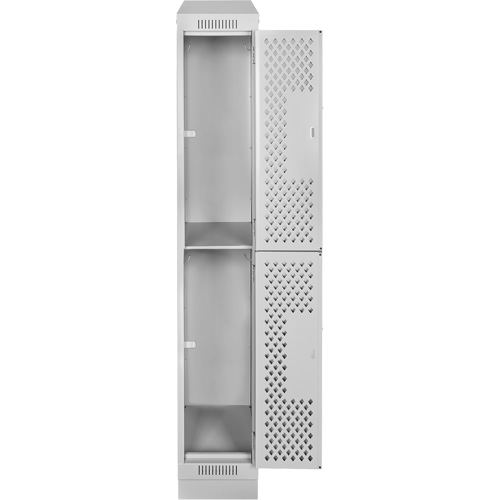 Clean Line Lockers, 2 -tier, 12" x 12" x 82", Steel, Grey, Rivet (Assembled), Perforated Stor-it Systems