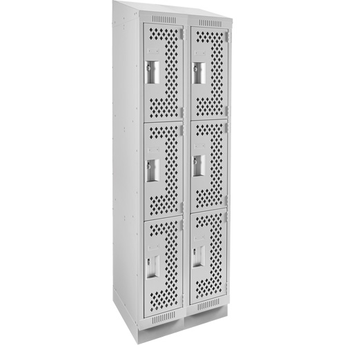 Casiers Clean Line, 3 niveaux, Bloc de 2, 24" x 15" x 82", Acier, Gris, Rivet (assembl&eacute;), Perfor&eacute; Stor-it Systems