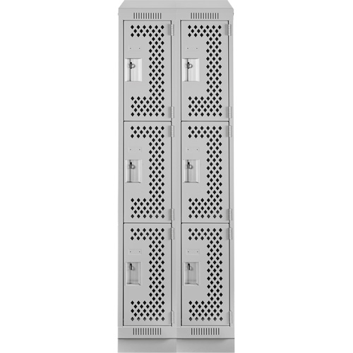 Casiers Clean Line, 3 niveaux, Bloc de 2, 24" x 15" x 82", Acier, Gris, Rivet (assembl&eacute;), Perfor&eacute; Stor-it Systems