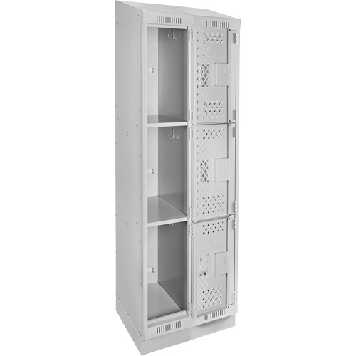 Casiers Clean Line, 3 niveaux, Bloc de 2, 24" x 15" x 82", Acier, Gris, Rivet (assembl&eacute;), Perfor&eacute; Stor-it Systems