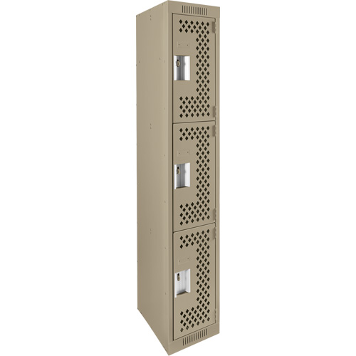 Casiers Clean Line, 3 niveaux, 12" x 12" x 72", Acier, Beige, Rivet (assembl&eacute;), Perfor&eacute; Stor-it Systems