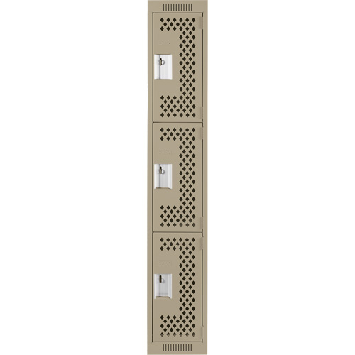 Casiers Clean Line, 3 niveaux, 12" x 12" x 72", Acier, Beige, Rivet (assembl&eacute;), Perfor&eacute; Stor-it Systems