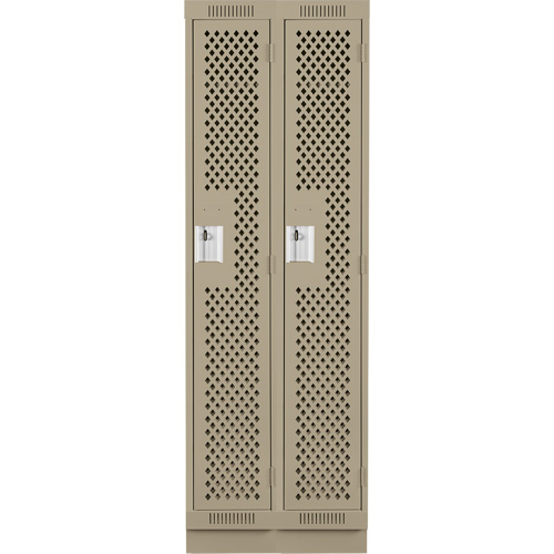Clean Line Lockers, Bank of 2, 24" x 15" x 76", Steel, Beige, Rivet (Assembled), Perforated Stor-it Systems