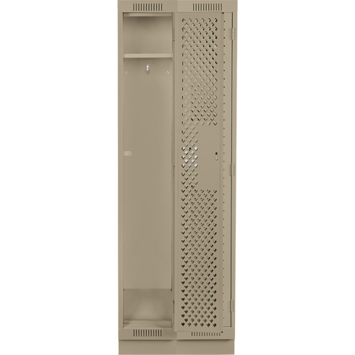 Clean Line Lockers, Bank of 2, 24" x 15" x 76", Steel, Beige, Rivet (Assembled), Perforated Stor-it Systems