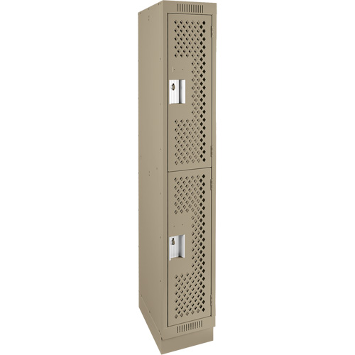 Casiers Clean Line, 2 niveaux, 12" x 15" x 76", Acier, Beige, Rivet (assembl&eacute;), Perfor&eacute; Stor-it Systems
