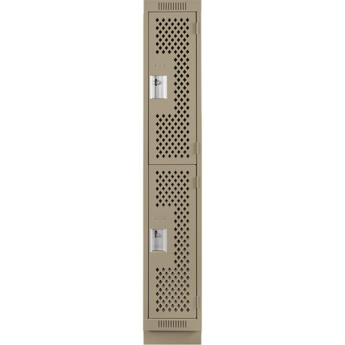 Casiers Clean Line, 2 niveaux, 12" x 15" x 76", Acier, Beige, Rivet (assembl&eacute;), Perfor&eacute; Stor-it Systems