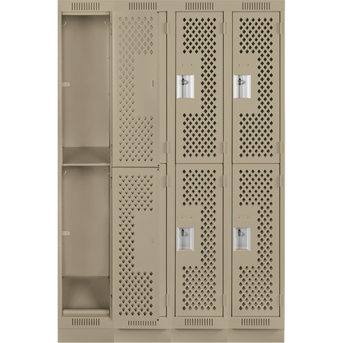 Casiers Clean Line, 2 niveaux, Bloc de 4, 48" x 15" x 76", Acier, Beige, Rivet (assembl&eacute;), Perfor&eacute; Stor-it Systems