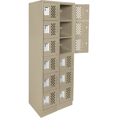 Assembled Lockerettes Clean Line Perforated Economy Lockers, 6 -tier, Bank of 2, 18" x 72" x 12", Steel Stor-it Systems