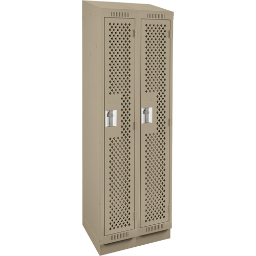 Clean Line Lockers, Bank of 2, 24" x 12" x 82", Steel, Beige, Rivet (Assembled), Perforated Stor-it Systems