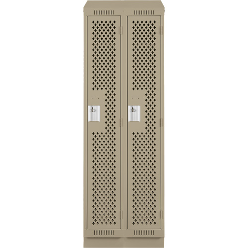 Clean Line Lockers, Bank of 2, 24" x 12" x 82", Steel, Beige, Rivet (Assembled), Perforated Stor-it Systems