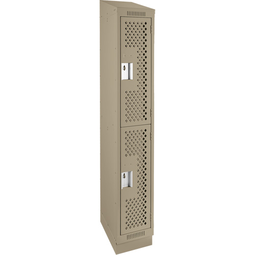 Casiers Clean Line, 2 niveaux, 12" x 12" x 82", Acier, Beige, Rivet (assembl&eacute;), Perfor&eacute; Stor-it Systems