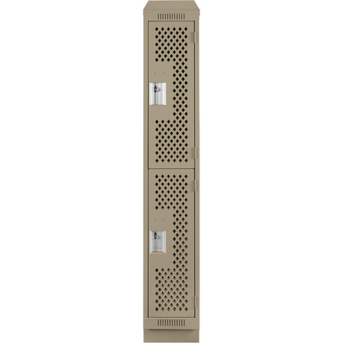 Casiers Clean Line, 2 niveaux, 12" x 12" x 82", Acier, Beige, Rivet (assembl&eacute;), Perfor&eacute; Stor-it Systems