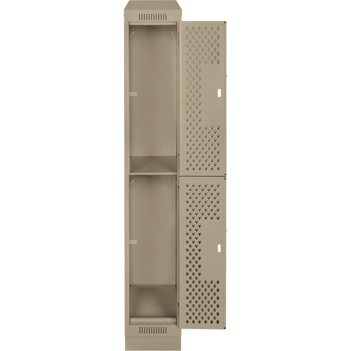 Casiers Clean Line, 2 niveaux, 12" x 12" x 82", Acier, Beige, Rivet (assembl&eacute;), Perfor&eacute; Stor-it Systems
