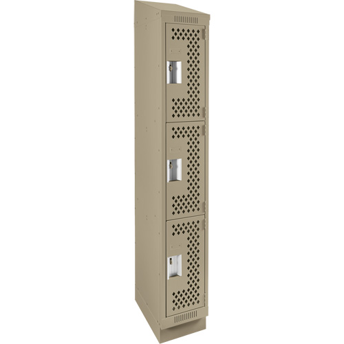 Casiers Clean Line, 3 niveaux, 12" x 18" x 82", Acier, Beige, Rivet (assembl&eacute;), Perfor&eacute; Stor-it Systems