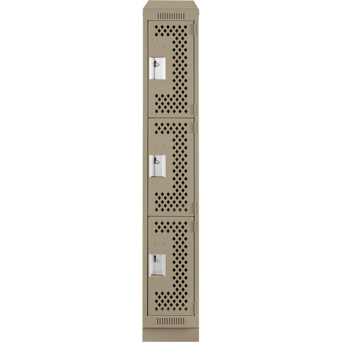 Casiers Clean Line, 3 niveaux, 12" x 18" x 82", Acier, Beige, Rivet (assembl&eacute;), Perfor&eacute; Stor-it Systems