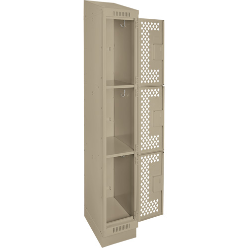 Casiers Clean Line, 3 niveaux, 12" x 18" x 82", Acier, Beige, Rivet (assembl&eacute;), Perfor&eacute; Stor-it Systems