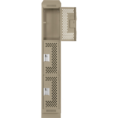 Casiers Clean Line, 3 niveaux, 12" x 18" x 82", Acier, Beige, Rivet (assembl&eacute;), Perfor&eacute; Stor-it Systems