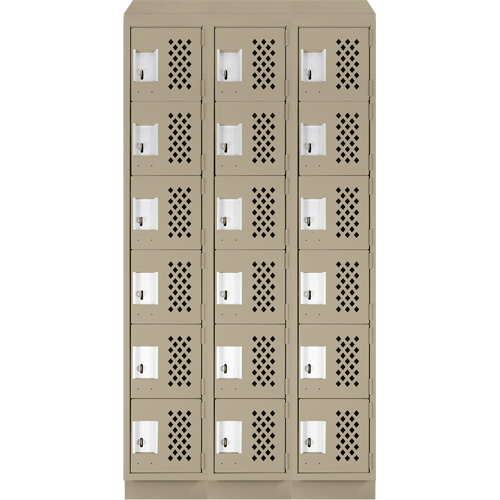 Assembled Lockerettes Clean Line Perforated Economy Lockers, 6 -tier, Bank of 3, 18" x 72" x 12", Steel Stor-it Systems
