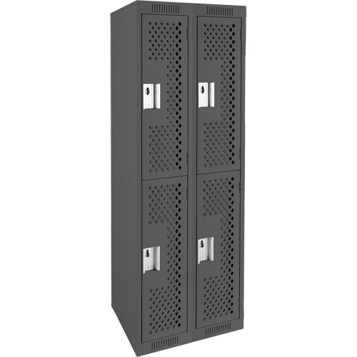 Casiers Clean Line, 2 niveaux, Bloc de 2, 24" x 12" x 72", Acier, Charbon, Rivet (assembl&eacute;), Perfor&eacute; Stor-it Systems