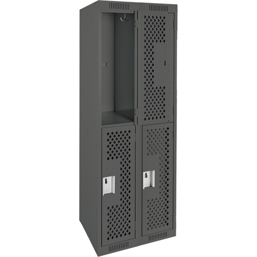 Casiers Clean Line, 2 niveaux, Bloc de 2, 24" x 12" x 72", Acier, Charbon, Rivet (assembl&eacute;), Perfor&eacute; Stor-it Systems