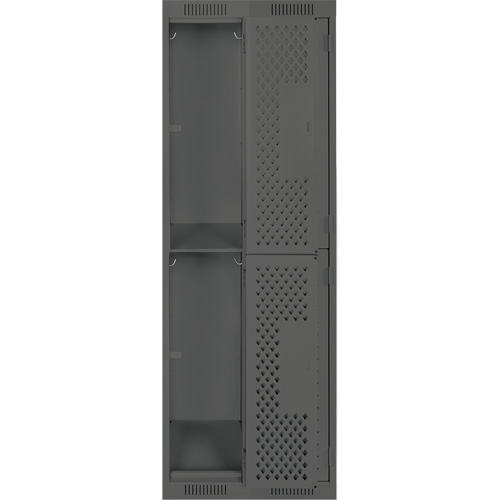 Casiers Clean Line, 2 niveaux, Bloc de 2, 24" x 12" x 72", Acier, Charbon, Rivet (assembl&eacute;), Perfor&eacute; Stor-it Systems